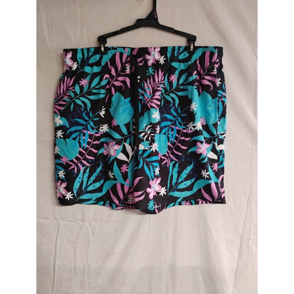 Mens Swim Trunks Floral Lined Pockets XXL Multicolored